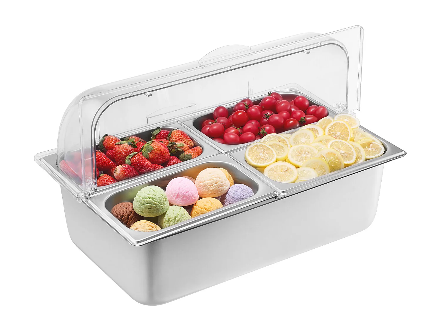 Lebensmittelausstellungscontainer für Theken SucceBuy , mit Schale für 4 Gewürzgefäße