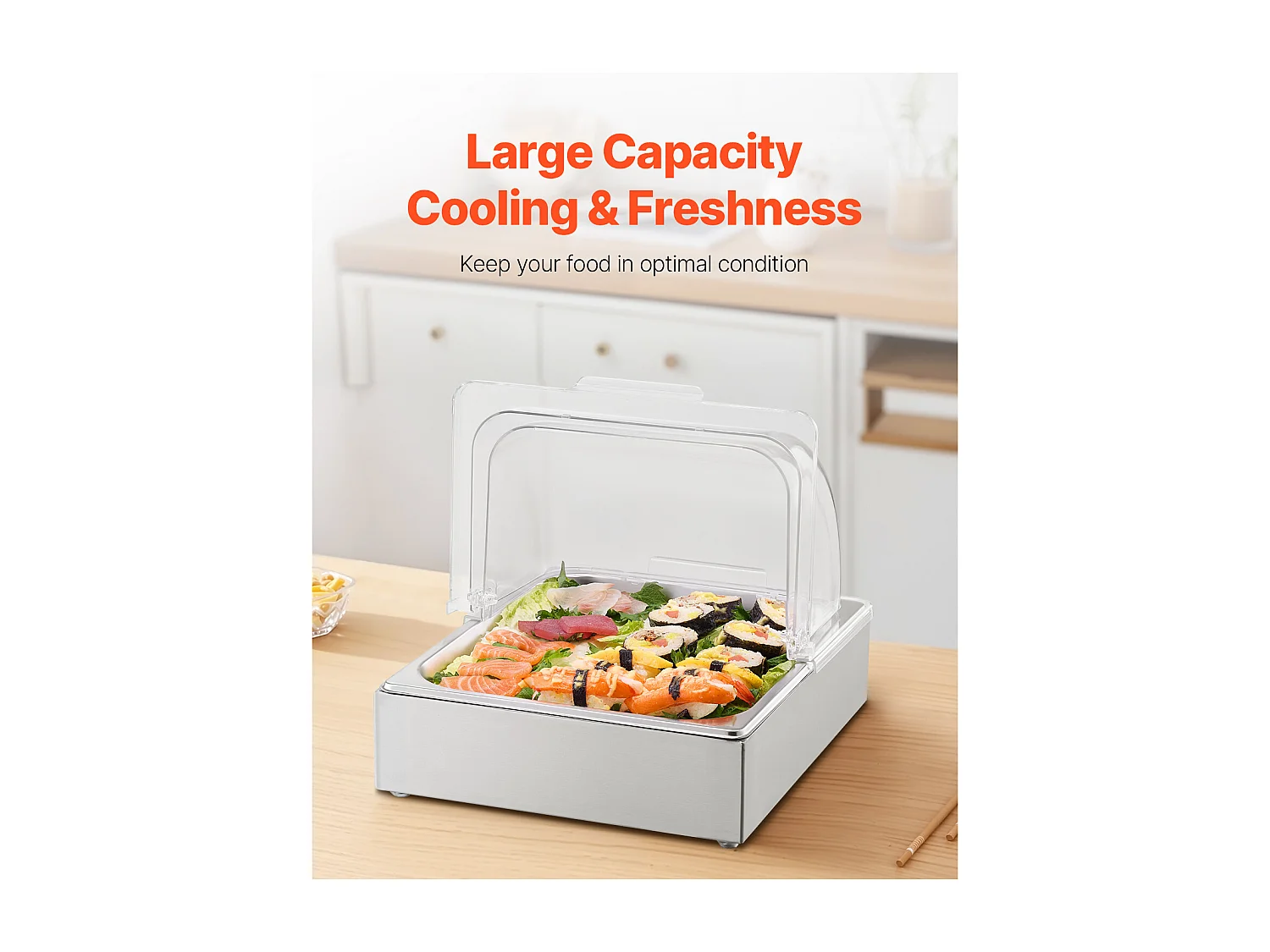 Conteneur d'Affichage Alimentaire de Comptoir SucceBuy, Plateau Distributeur de Buffet Traiteur Contenant de Service 1/2 Contenant