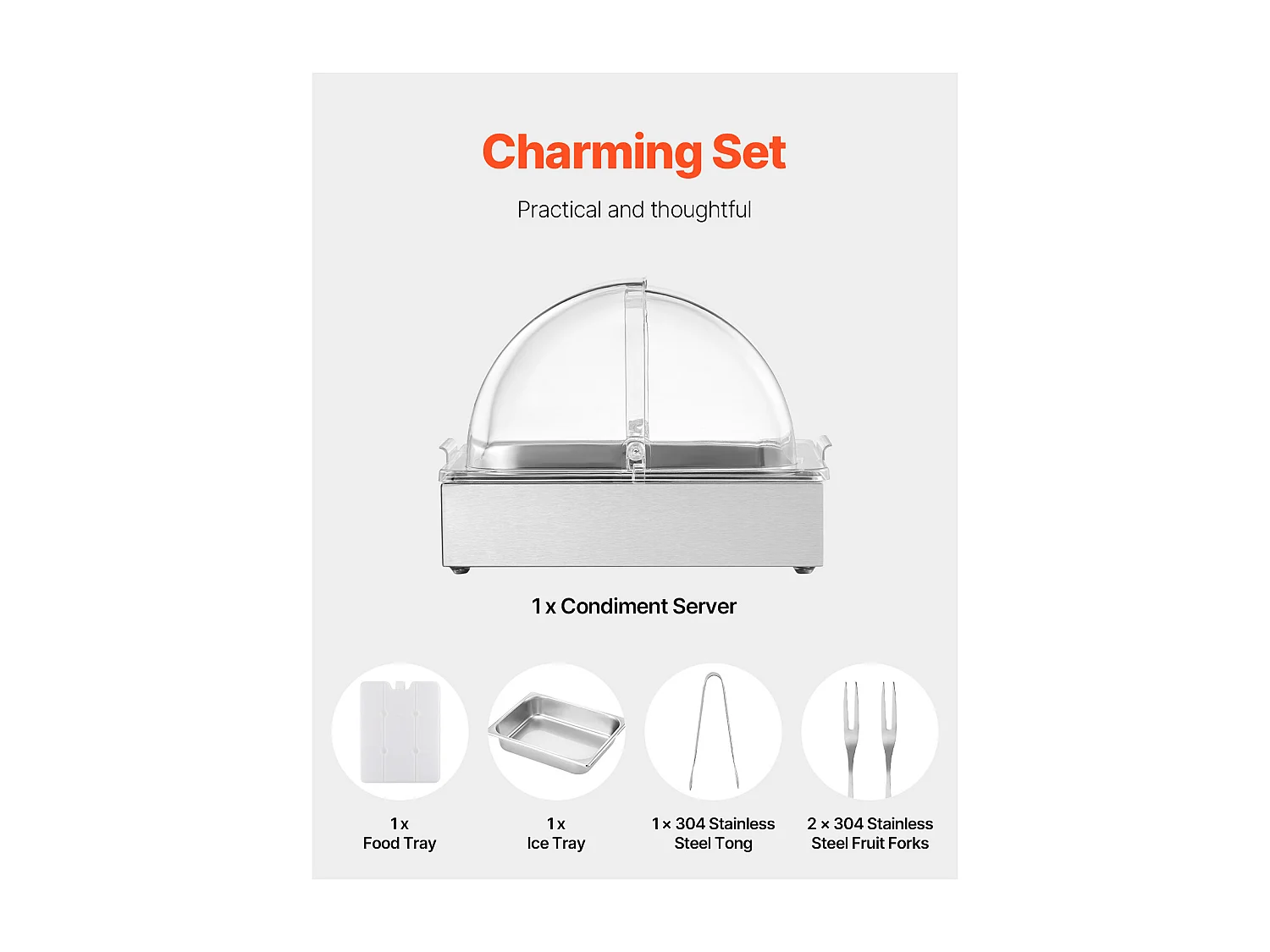 Conteneur d'Affichage Alimentaire de Comptoir SucceBuy, Plateau Distributeur de Buffet Traiteur Contenant de Service 1/2 Contenant