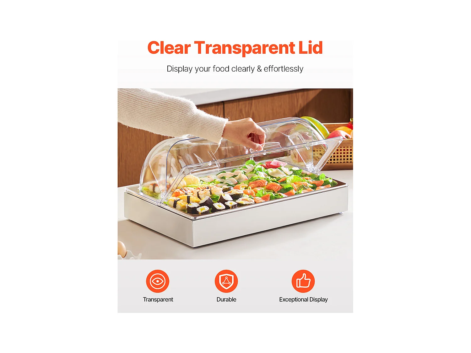 Conteneur d'Affichage Alimentaire de Comptoir SucceBuy, avec Couvercle pour Condiments