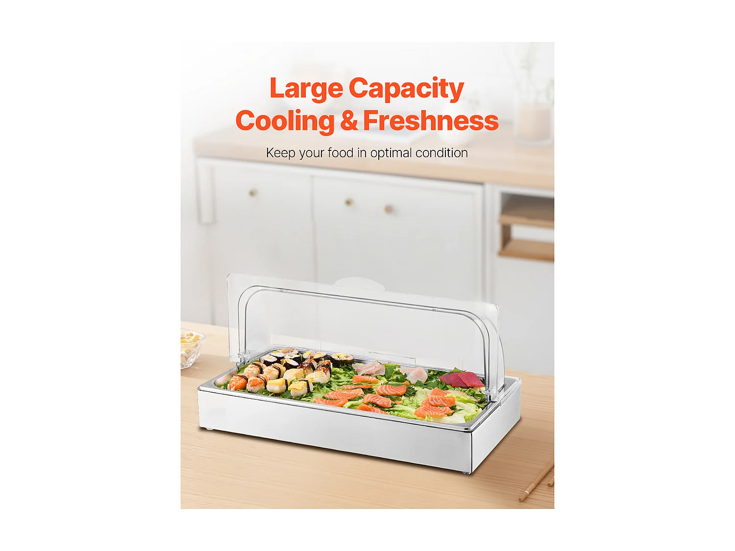 Voedselpresentatiebak voor op het Aanrecht SucceBuy, met Deksel voor Kruiden, Roestvrij Staal, Robuust en Eenvoudig te Reinigen