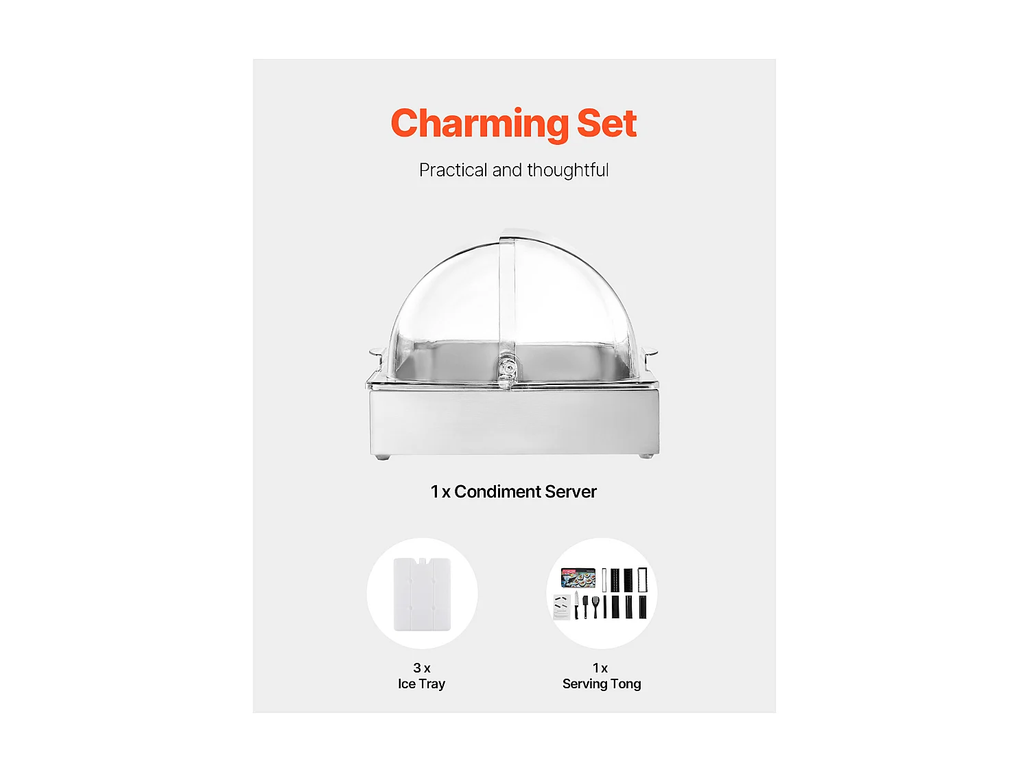 Voedselpresentatiebak voor op het Aanrecht SucceBuy, met Deksel voor Kruiden, Roestvrij Staal, Robuust en Eenvoudig te Reinigen