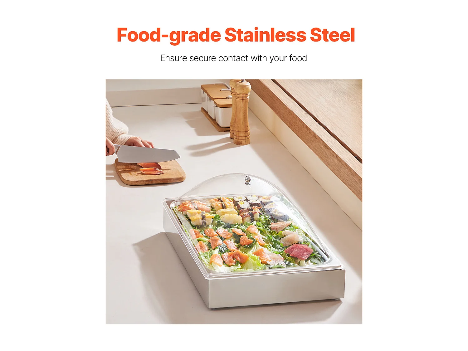 Kruidendispenser SucceBuy, met 1 Compartiment en Gebogen Deksel, 1 Compartiment, Roestvrij Staal, Robuust en Eenvoudig te Reinigen