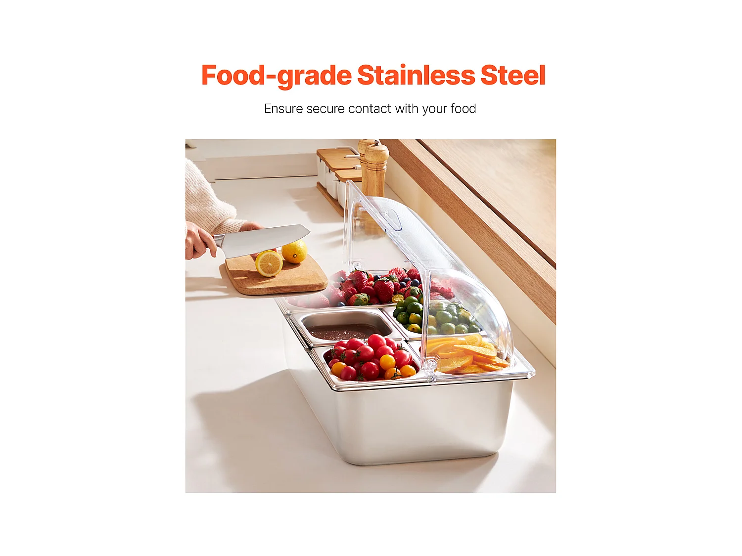 Contenedor de Exhibición Alimentaria de Mostrador SucceBuy, con Plato de 5 Recipientes de Condimentos