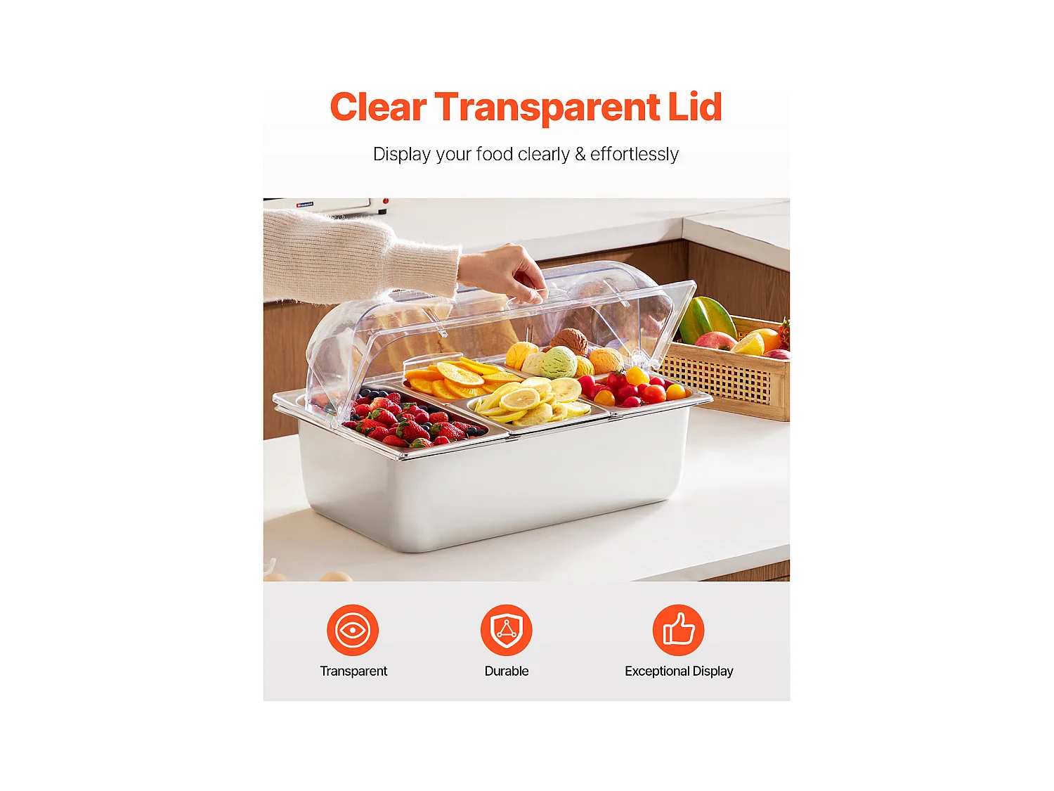 Contenedor de Exhibición Alimentaria de Mostrador SucceBuy, con Plato de 5 Recipientes de Condimentos