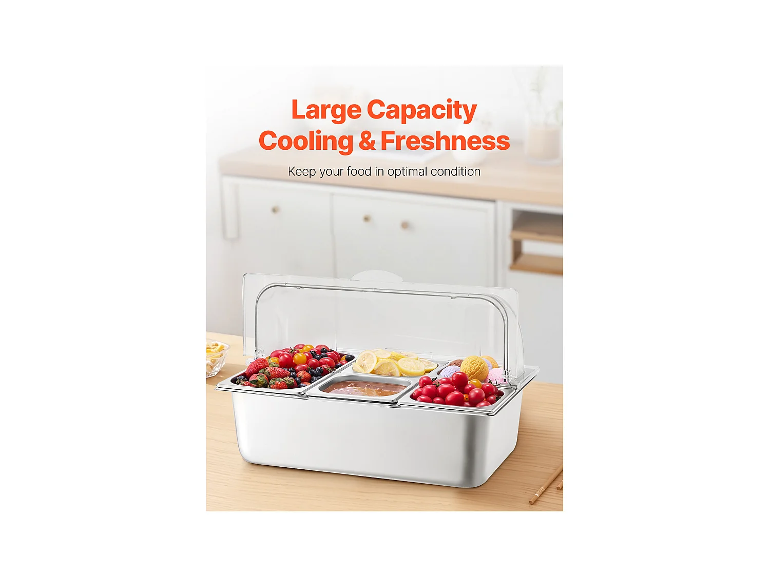 Contenedor de Exhibición Alimentaria de Mostrador SucceBuy, con Plato de 5 Recipientes de Condimentos