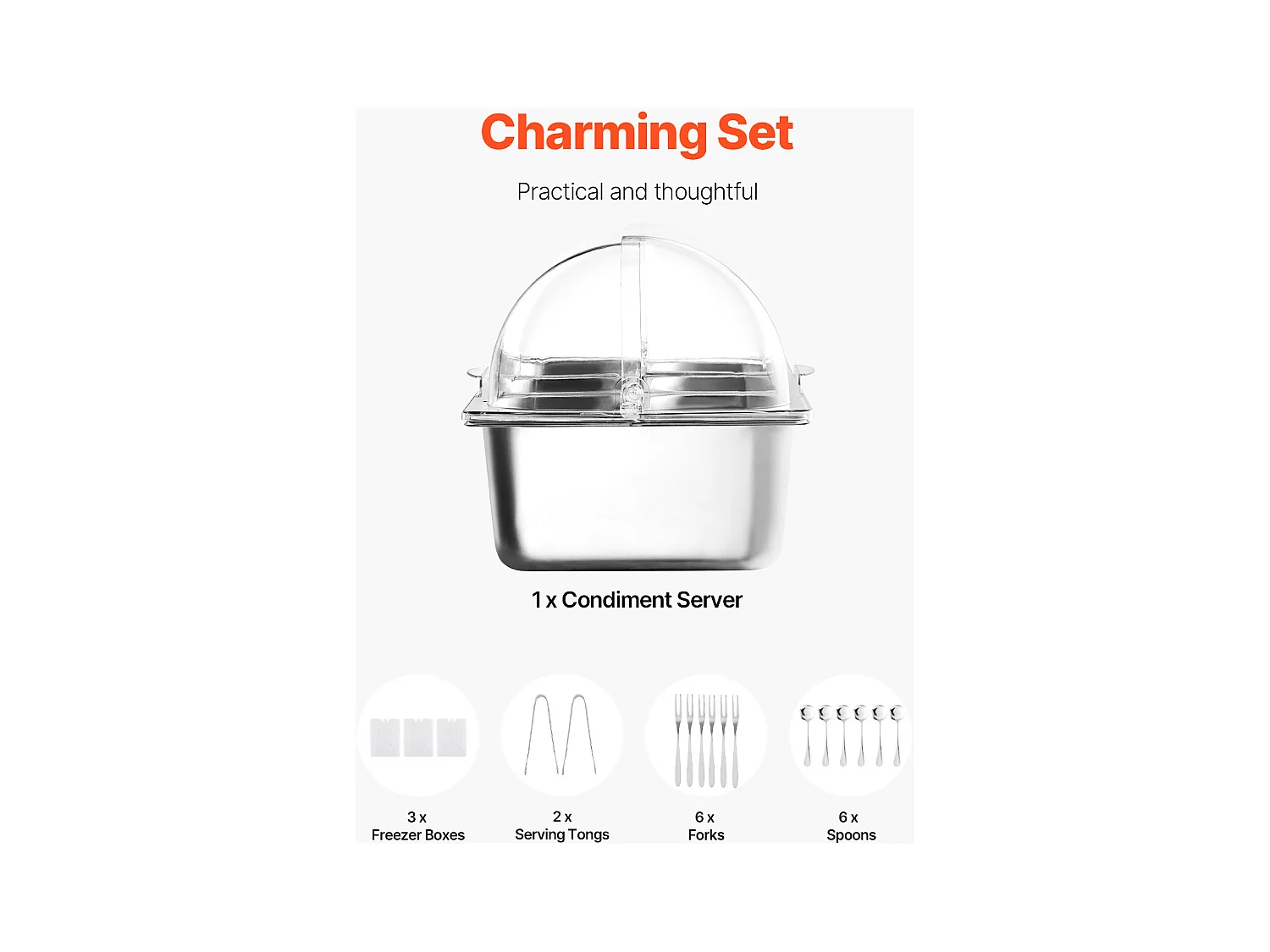 Contenedor de Exhibición Alimentaria de Mostrador SucceBuy, con Plato de 5 Recipientes de Condimentos