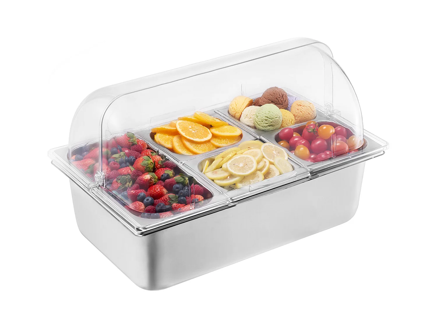 Contenedor de Exhibición Alimentaria de Mostrador SucceBuy, con Plato de 5 Recipientes de Condimentos