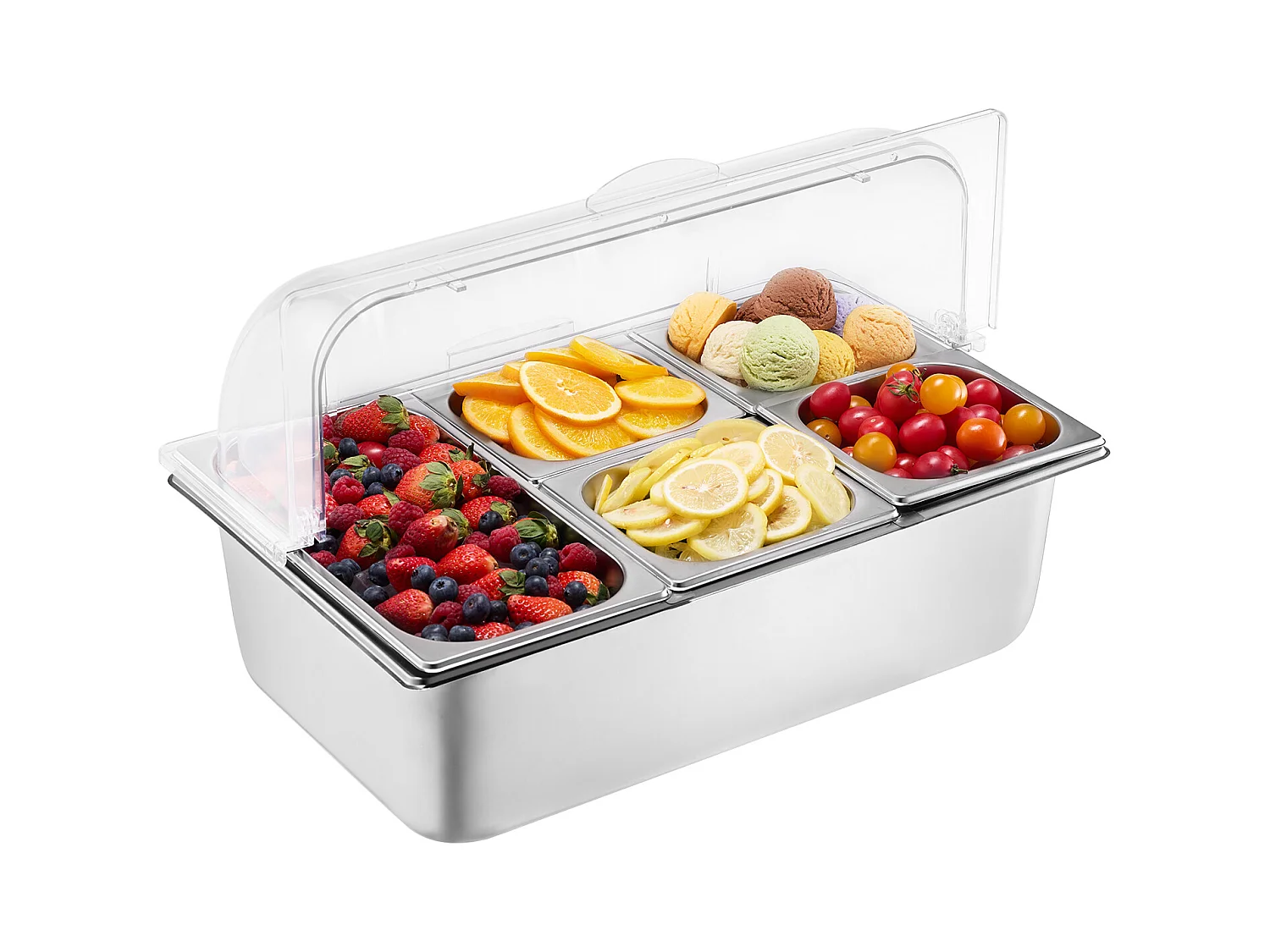 Contenedor de Exhibición Alimentaria de Mostrador SucceBuy, con Plato de 5 Recipientes de Condimentos