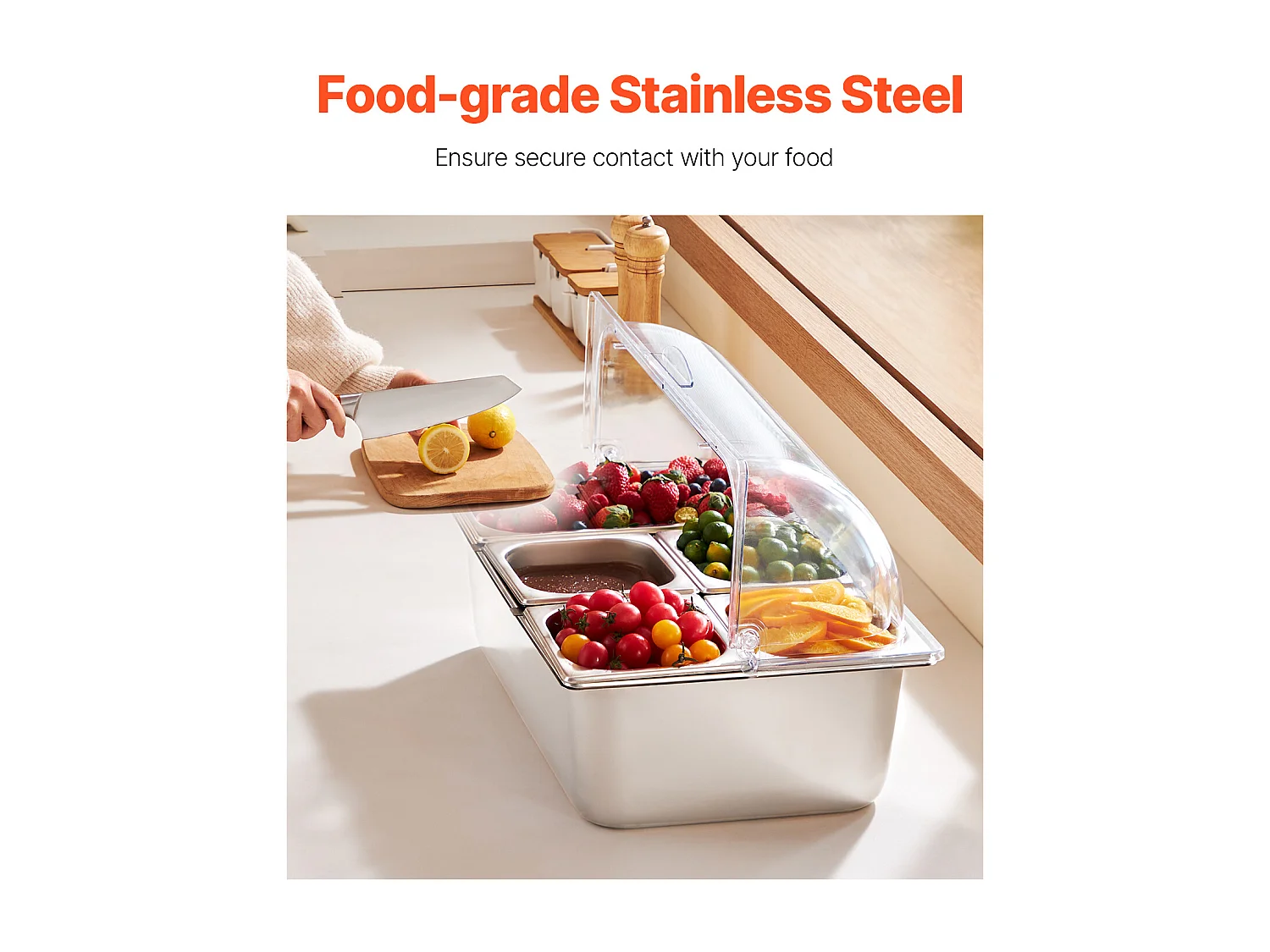 Conteneur d'Affichage Alimentaire de Comptoir SucceBuy, avec le Plateau de 5 Condiments de Casserole