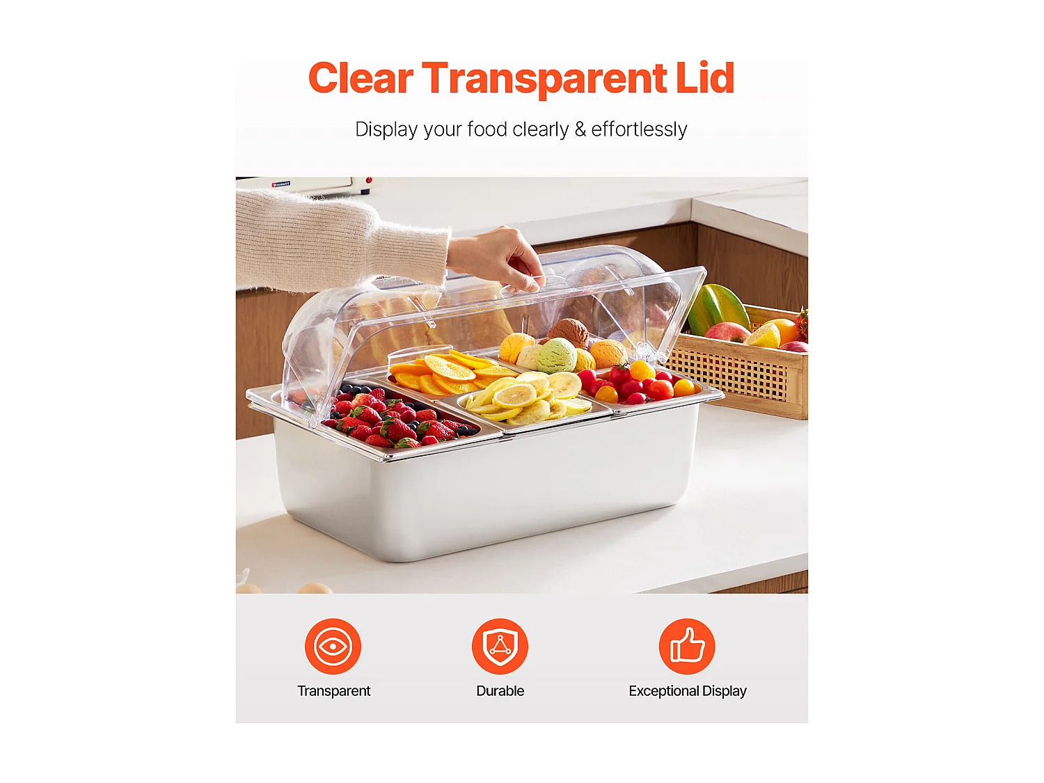 Conteneur d'Affichage Alimentaire de Comptoir SucceBuy, avec le Plateau de 5 Condiments de Casserole