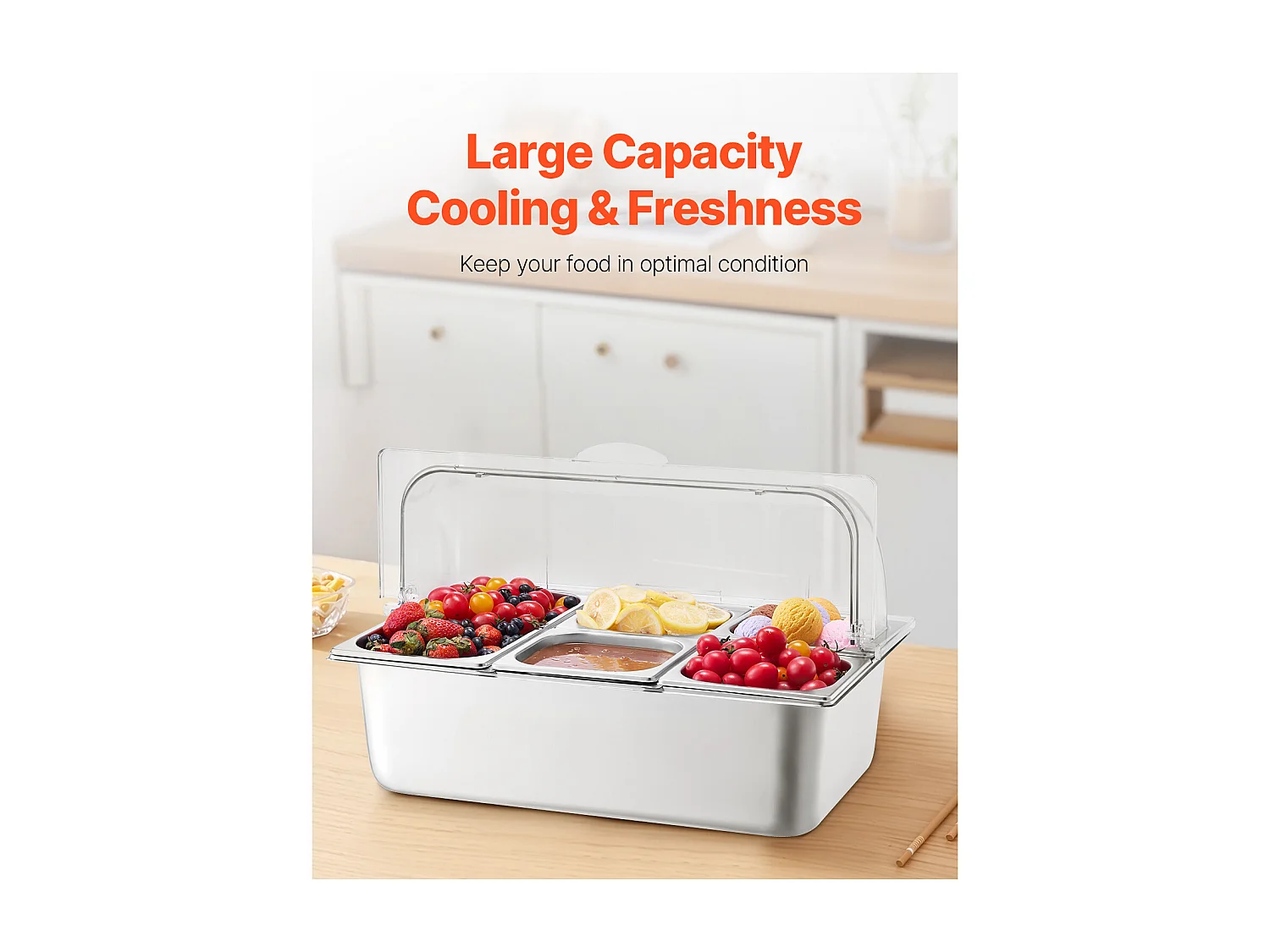 Conteneur d'Affichage Alimentaire de Comptoir SucceBuy, avec le Plateau de 5 Condiments de Casserole