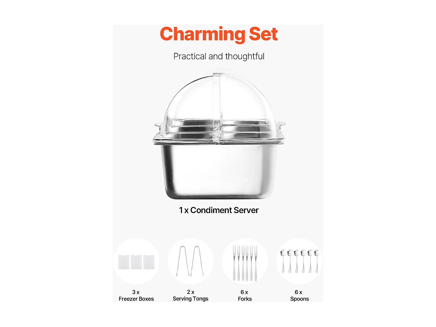 Conteneur d'Affichage Alimentaire de Comptoir SucceBuy, avec le Plateau de 5 Condiments de Casserole