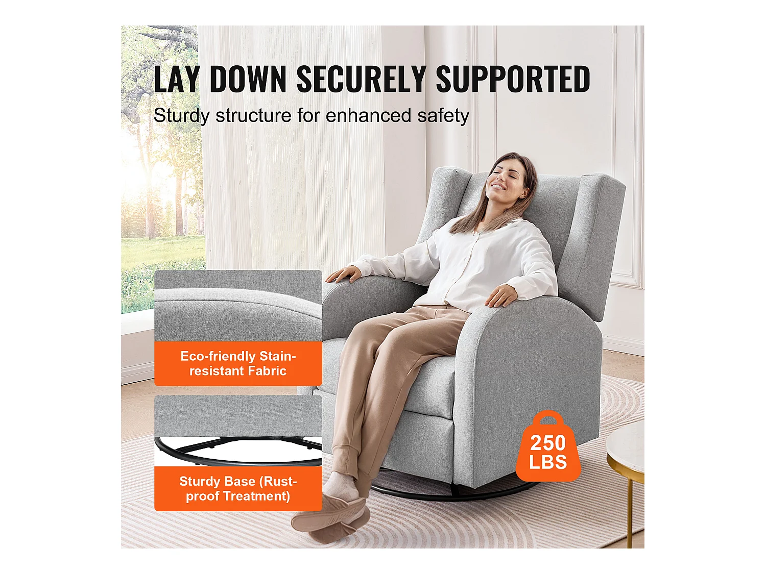 Fauteuil Inclinable et Pivotant Électrique SucceBuy, à Angle Réglable, Gris Clair