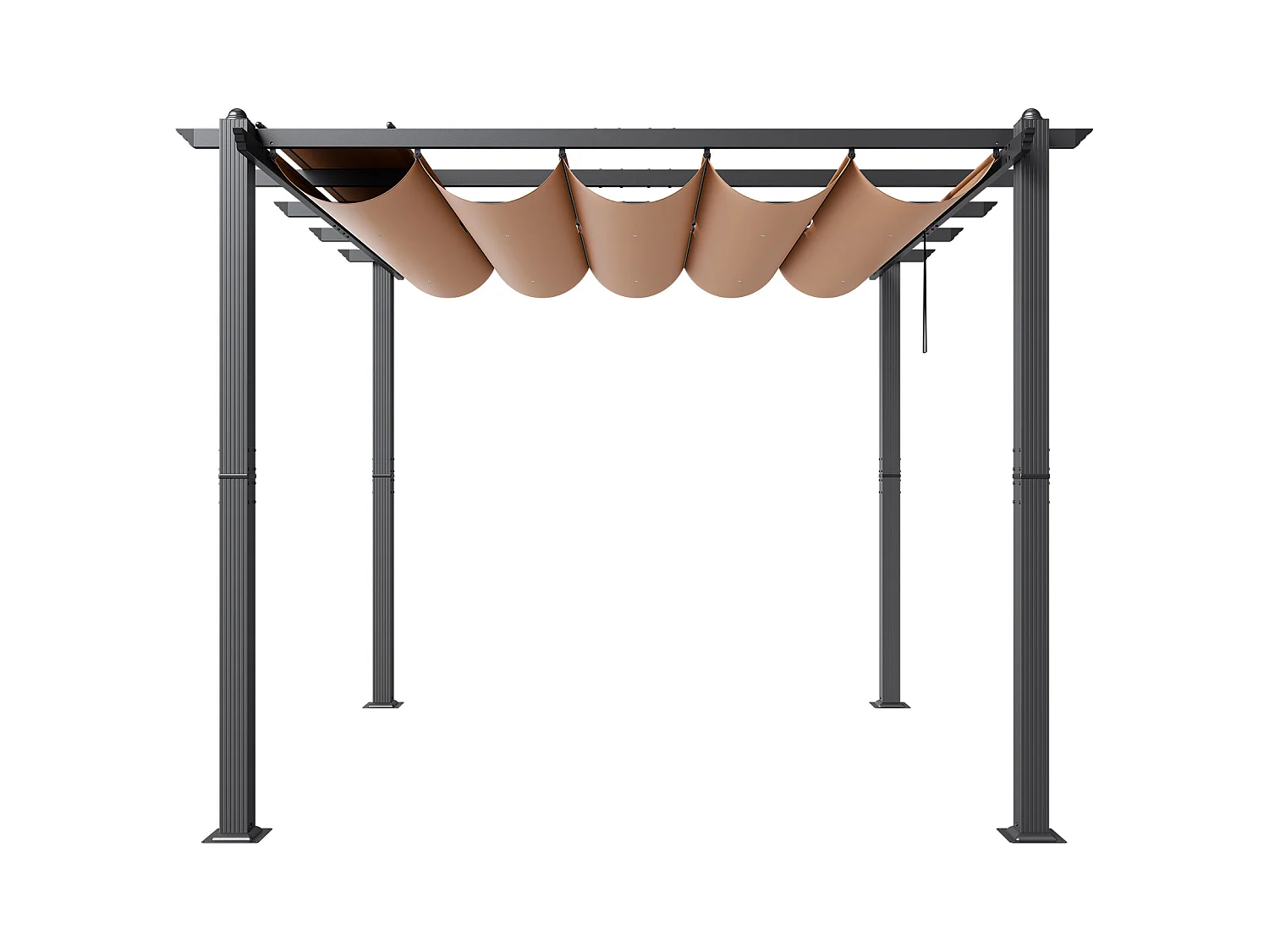 Pergola Extérieure Rétractable SucceBuy, 304,8 x 304,8 cm, avec Auvent de Protection Solaire, Aluminium, Beige