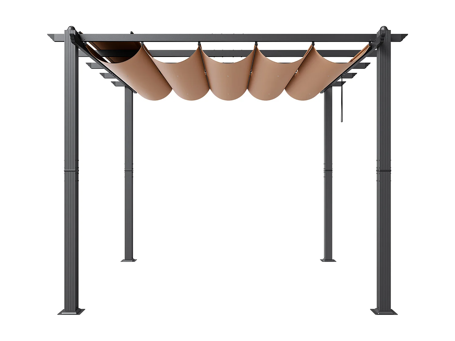 Pergola Extérieure Rétractable SucceBuy, 304,8 x 304,8 cm, avec Auvent de Protection Solaire, Aluminium, Beige
