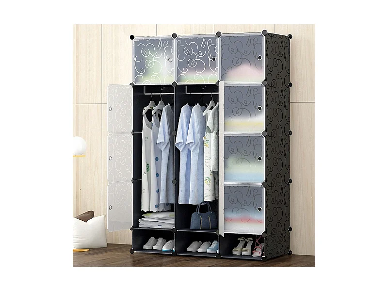 Grande armoire modulaire bibliothèque 12x noire pliante spacieuse xxl