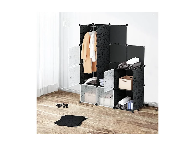 Grande armoire modulaire bibliothèque 12x noire pliante spacieuse xxl