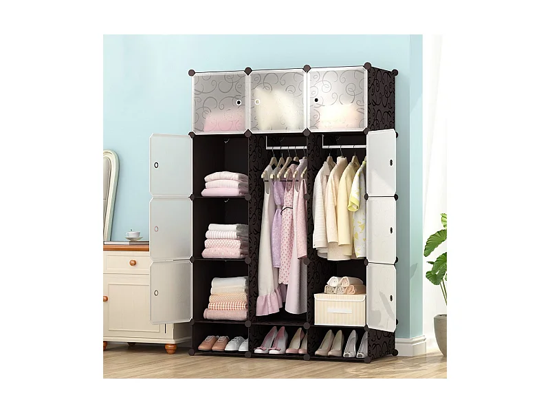 Grande armoire modulaire bibliothèque 12x noire pliante spacieuse xxl