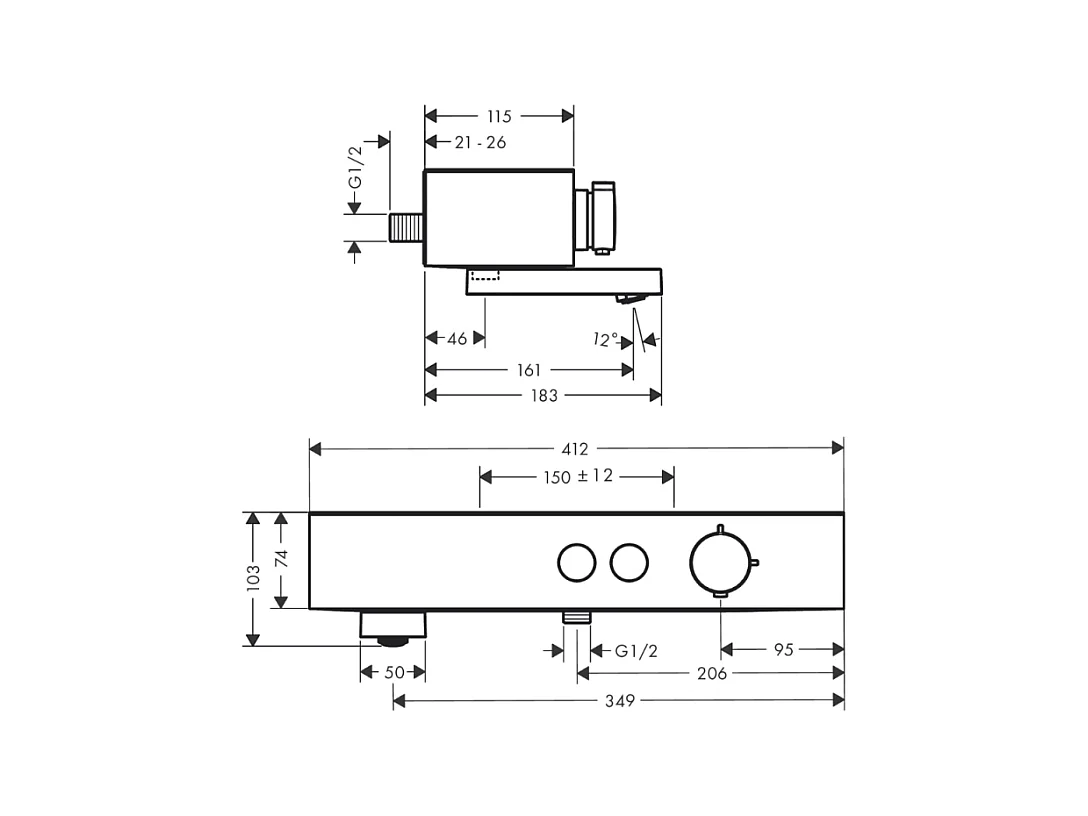 Mitigeur baignoire thermostatique HANSGROHE ShowerTablet Select 400 bronze brossé