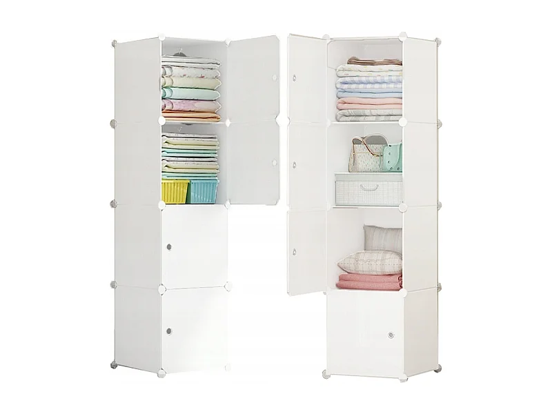 ARMOIRE MODULAIRE GARDE-ROUGE BLANCHE ÉTAGÈRE COLONNE ÉTAGÈRES SPACIEUSES