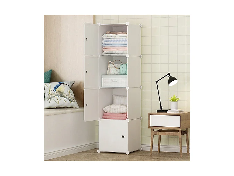 ARMOIRE MODULAIRE GARDE-ROUGE BLANCHE ÉTAGÈRE COLONNE ÉTAGÈRES SPACIEUSES