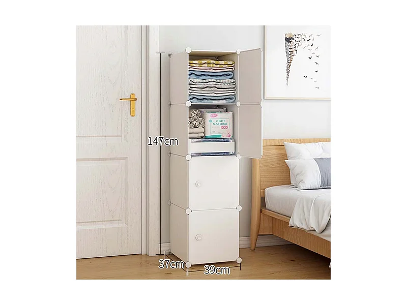 ARMOIRE MODULAIRE GARDE-ROUGE BLANCHE ÉTAGÈRE COLONNE ÉTAGÈRES SPACIEUSES