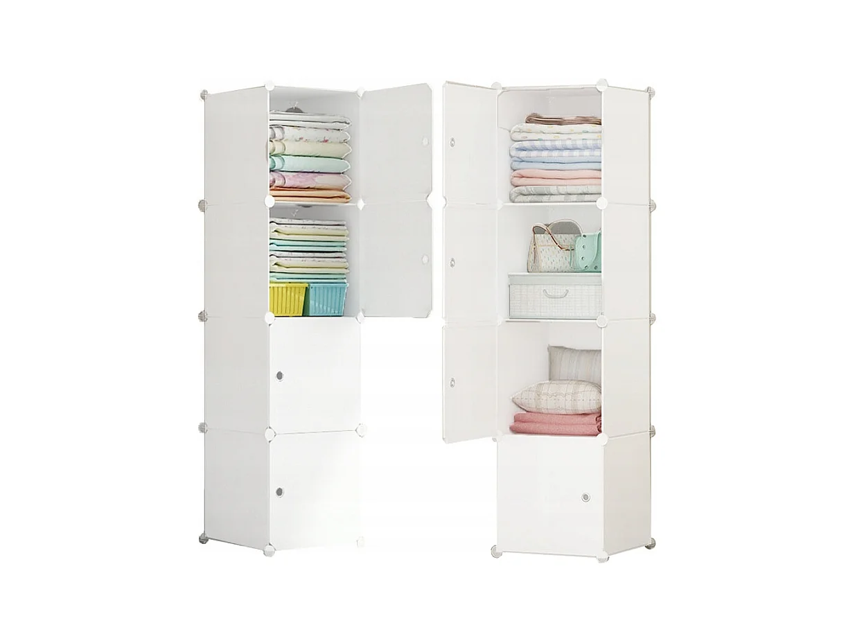 ARMOIRE MODULAIRE GARDE-ROUGE BLANCHE ÉTAGÈRE COLONNE ÉTAGÈRES SPACIEUSES