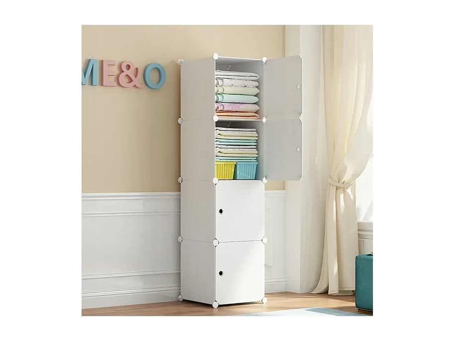 MODULARER KLEIDERSCHRANK WEISS REGAL STÄBE REGALE GERÄUMIG