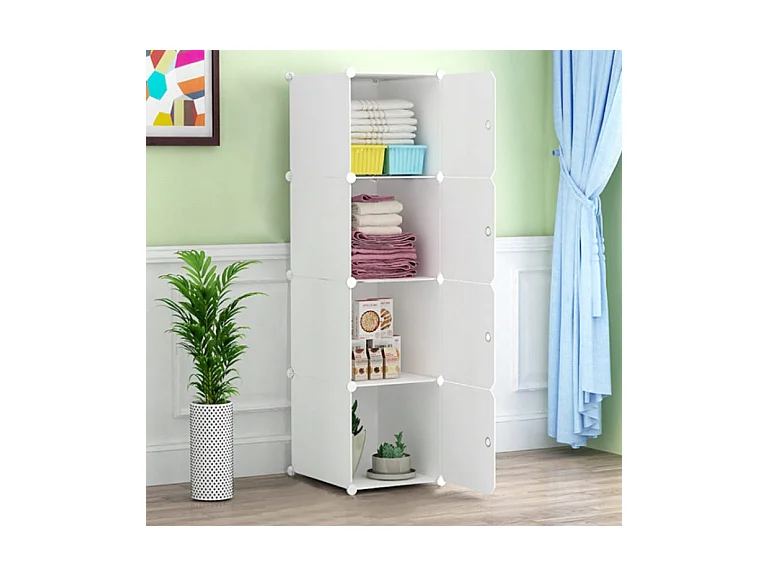 MODULARER KLEIDERSCHRANK WEISS REGAL STÄBE REGALE GERÄUMIG