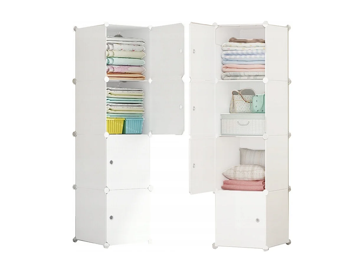 ARMOIRE MODULAIRE GARDE-ROUGE BLANCHE ÉTAGÈRE COLONNE ÉTAGÈRES SPACIEUSES