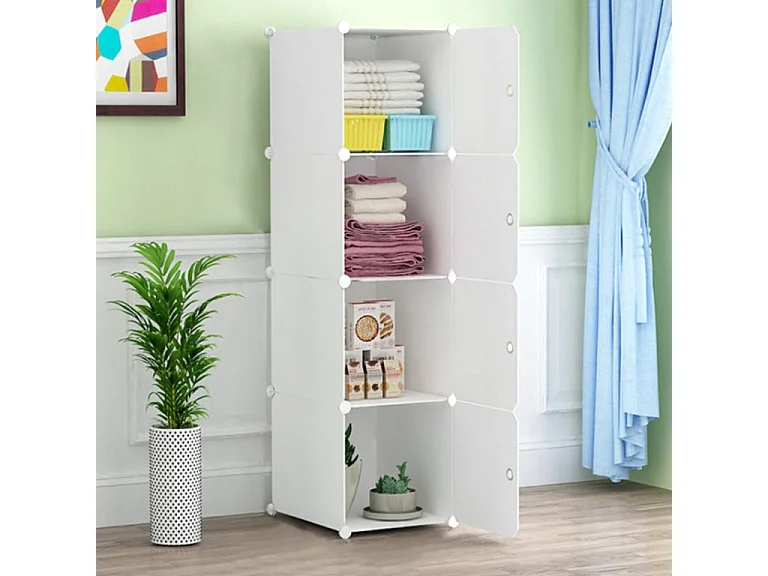 ARMOIRE MODULAIRE GARDE-ROUGE BLANCHE ÉTAGÈRE COLONNE ÉTAGÈRES SPACIEUSES