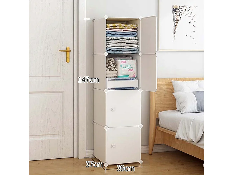 ARMOIRE MODULAIRE GARDE-ROUGE BLANCHE ÉTAGÈRE COLONNE ÉTAGÈRES SPACIEUSES