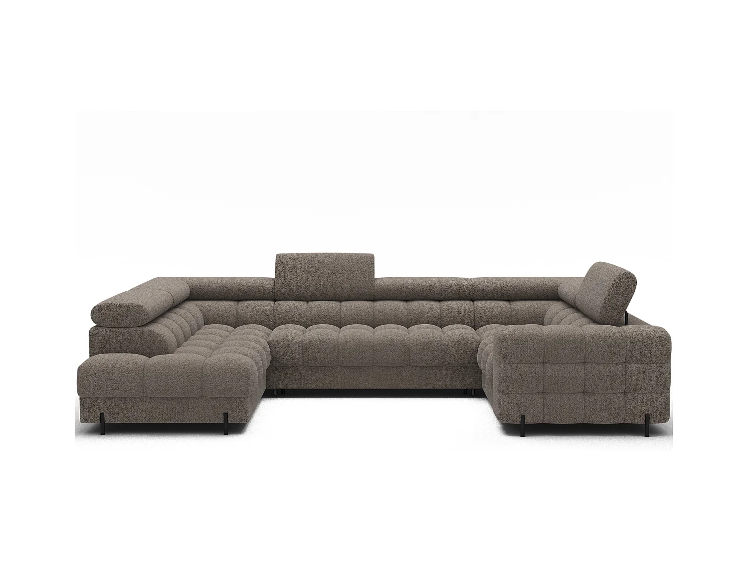 Grand canapé en U en tissu KARBON – Avec fonction lit et coffre-Marron-Méridienne A gauche