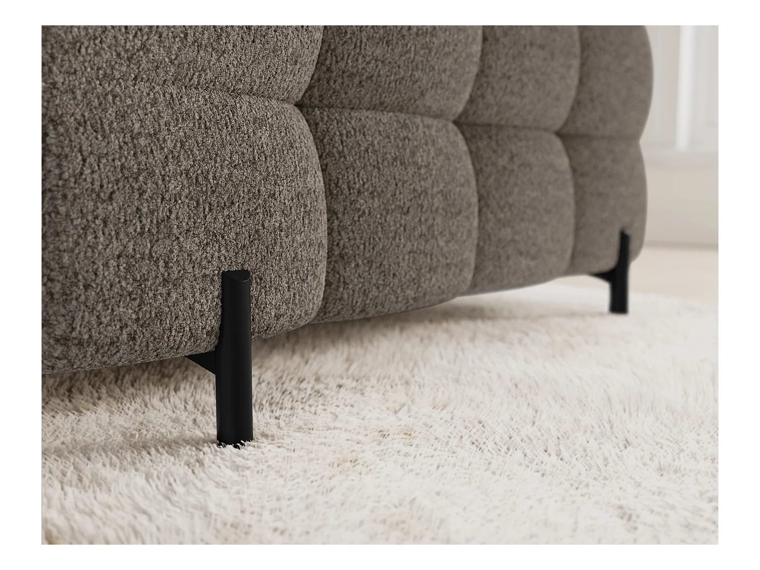 Grand canapé en U en tissu KARBON – Avec fonction lit et coffre-Marron-Méridienne A gauche