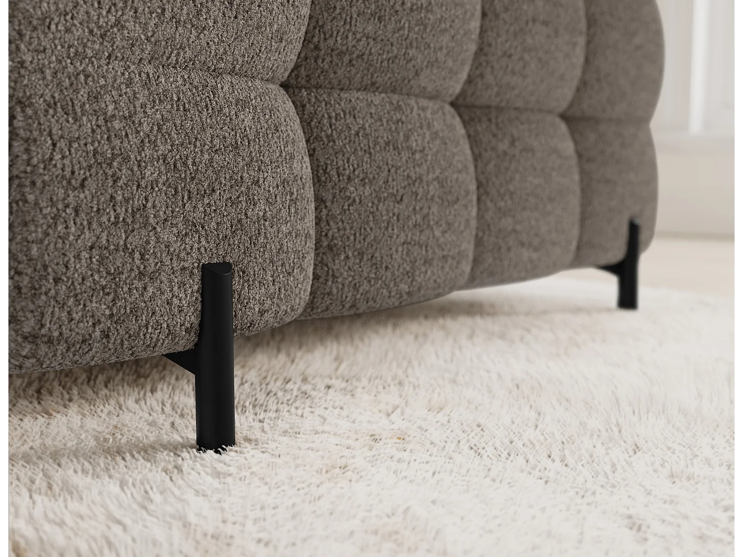 Grand canapé en U en tissu KARBON – Avec fonction lit et coffre-Marron-Méridienne A gauche