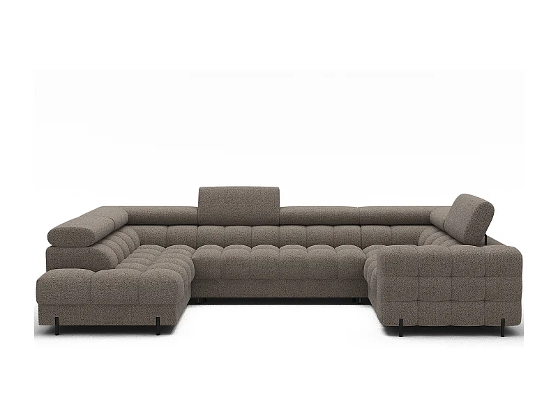 Ecksofa Brasilia UR/Stoffbezug/Bett&Bettbox/Grau-Bouclé