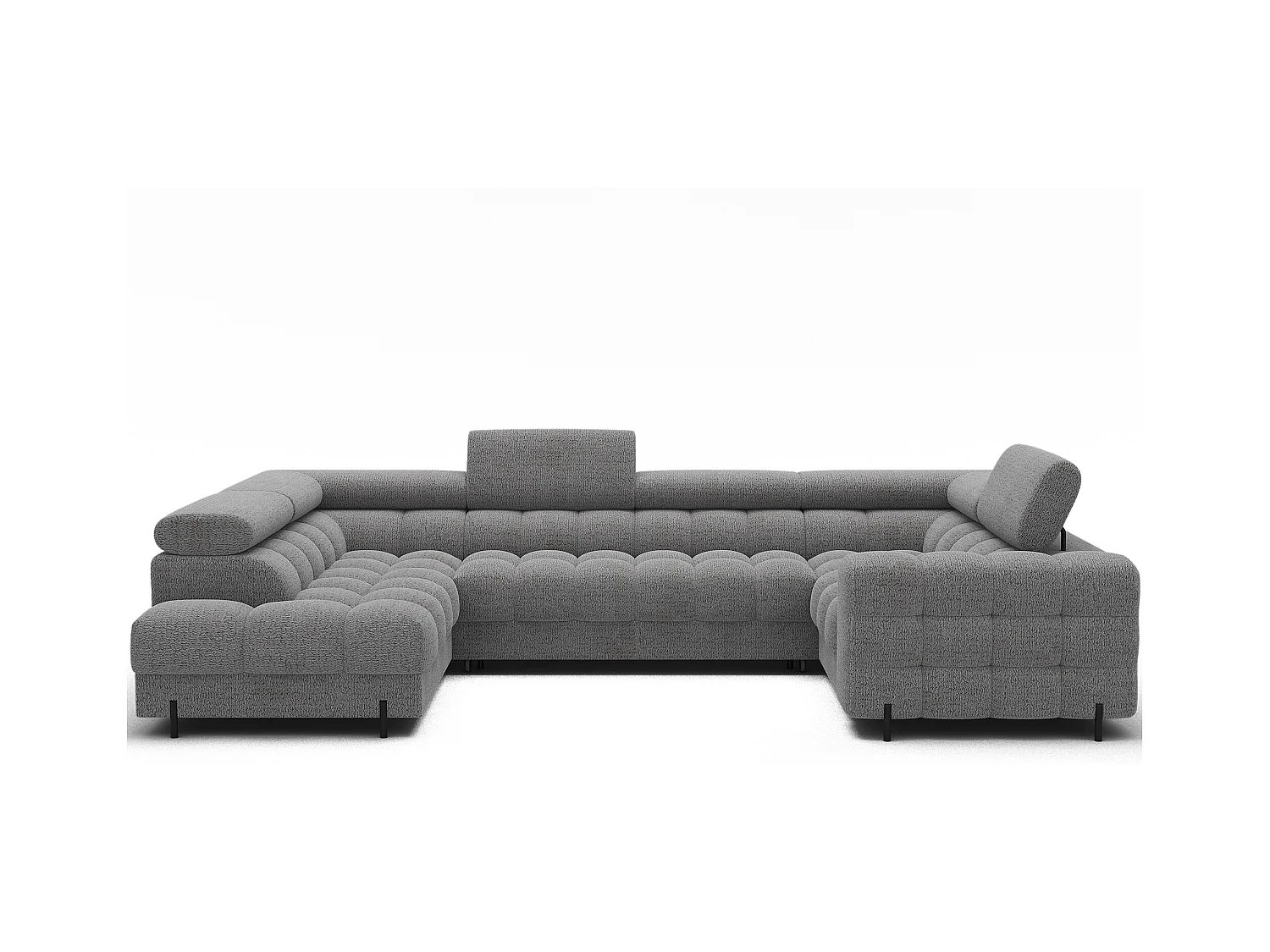 Grand canapé en U en tissu KARBON – Avec fonction lit et coffre-Gris-Méridienne A gauche