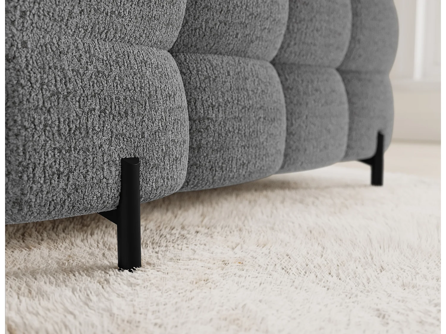 Grand canapé en U en tissu KARBON – Avec fonction lit et coffre-Gris-Méridienne A gauche