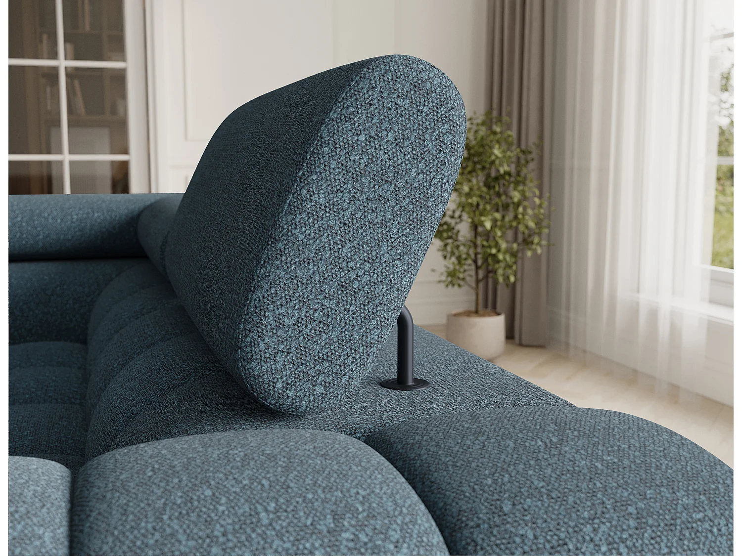 Canapé d'angle Brasilia UL/revêtement en tissu/lit et coffre de lit/Bleu