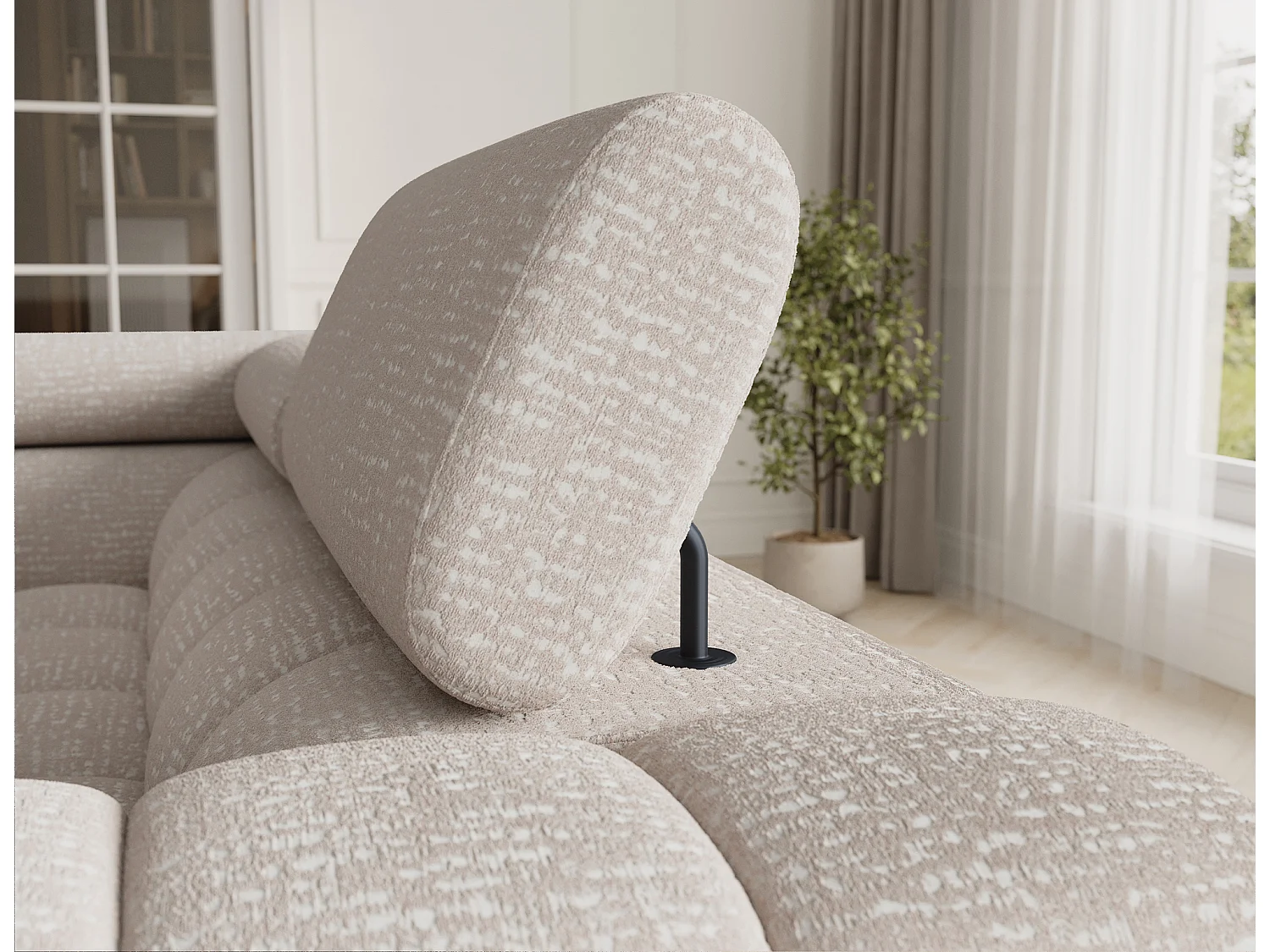 Divano angolare Brasilia UL/rivestimento in tessuto/contenitore letto e letto/Beige