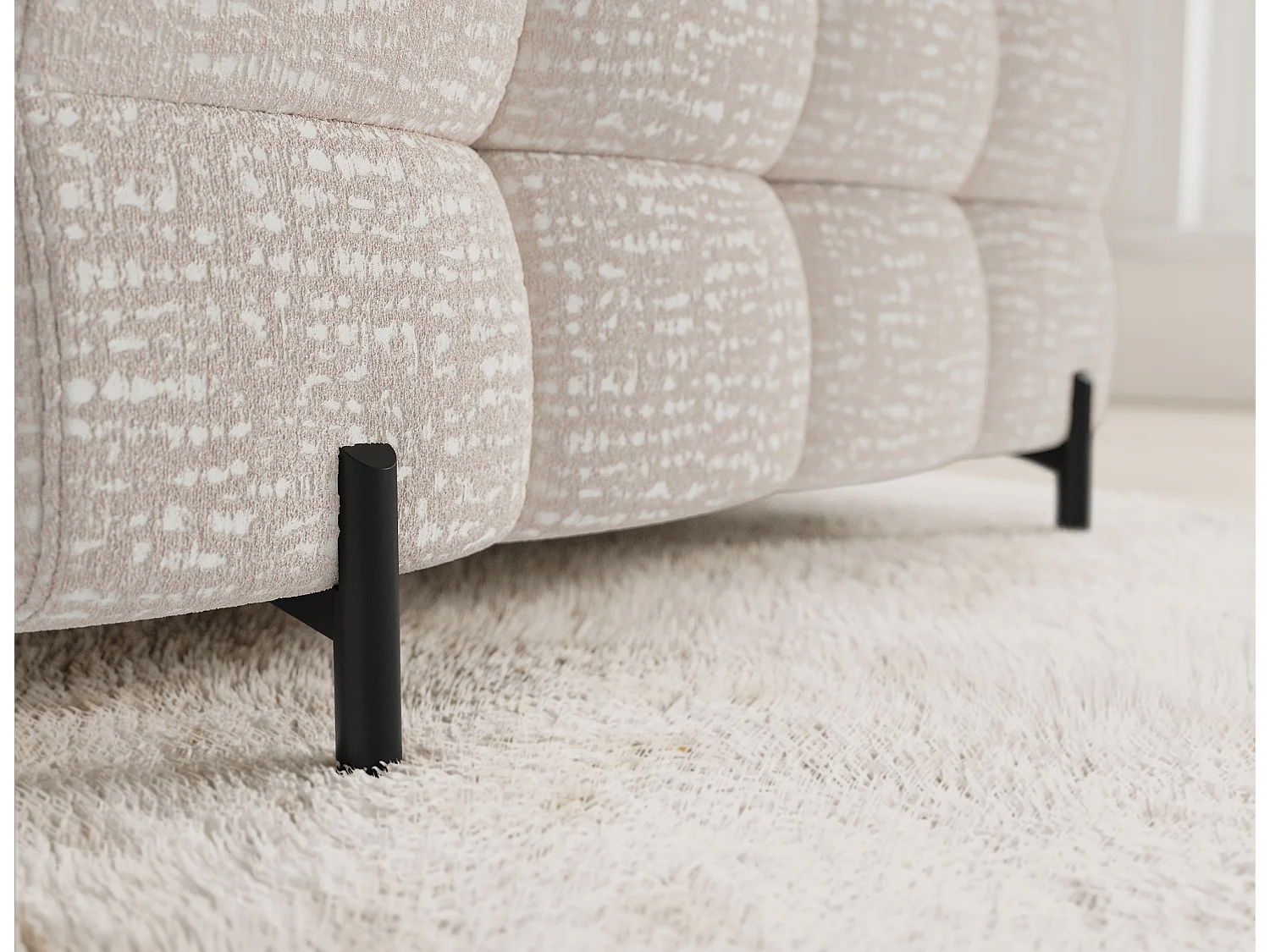 Divano angolare Brasilia UL/rivestimento in tessuto/contenitore letto e letto/Beige