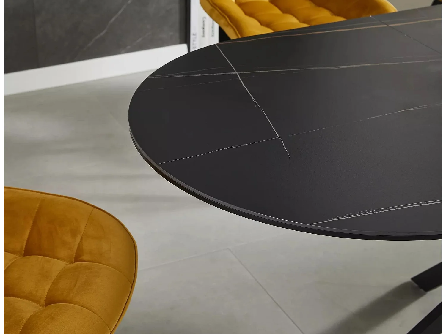 Table à manger Gaston Premium XL (75x140-180)/Extensible/Céramique/Noir