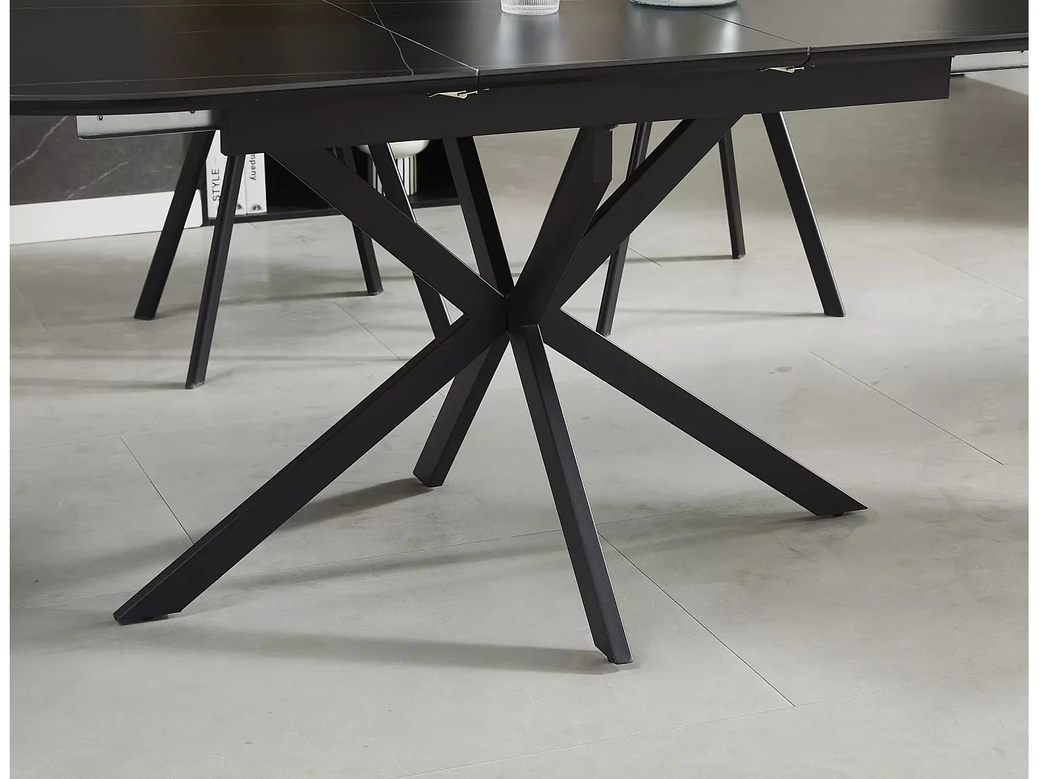 Table à manger Gaston Premium XL (75x140-180)/Extensible/Céramique/Noir