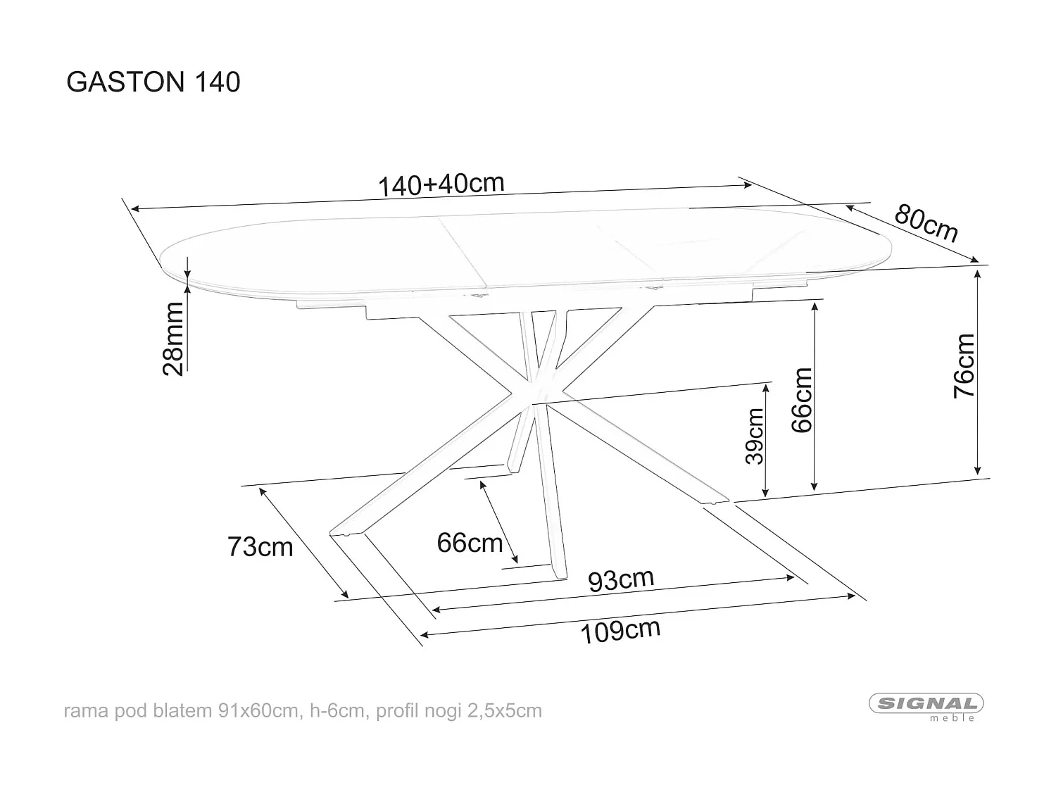 Table à manger Gaston Premium XL (75x140-180)/Extensible/Céramique/Noir