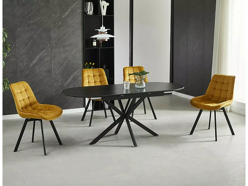 Table à manger Gaston Premium XL (75x140-180)/Extensible/Céramique/Noir