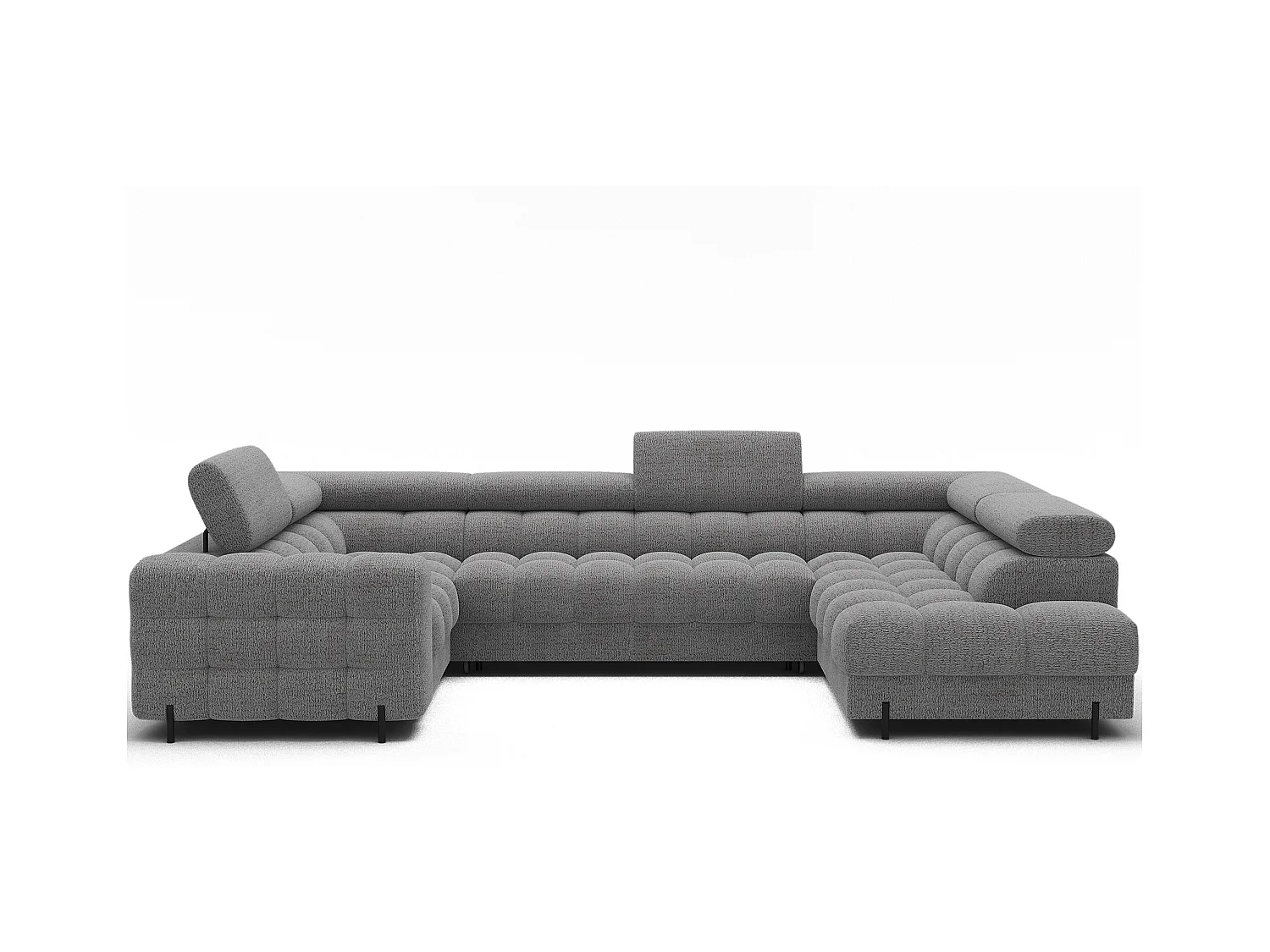 Grand canapé en U en tissu KARBON – Avec fonction lit et coffre-Gris-Méridienne A droite