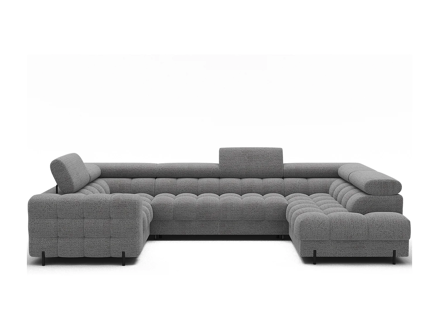 Grand canapé en U en tissu KARBON – Avec fonction lit et coffre-Gris-Méridienne A droite