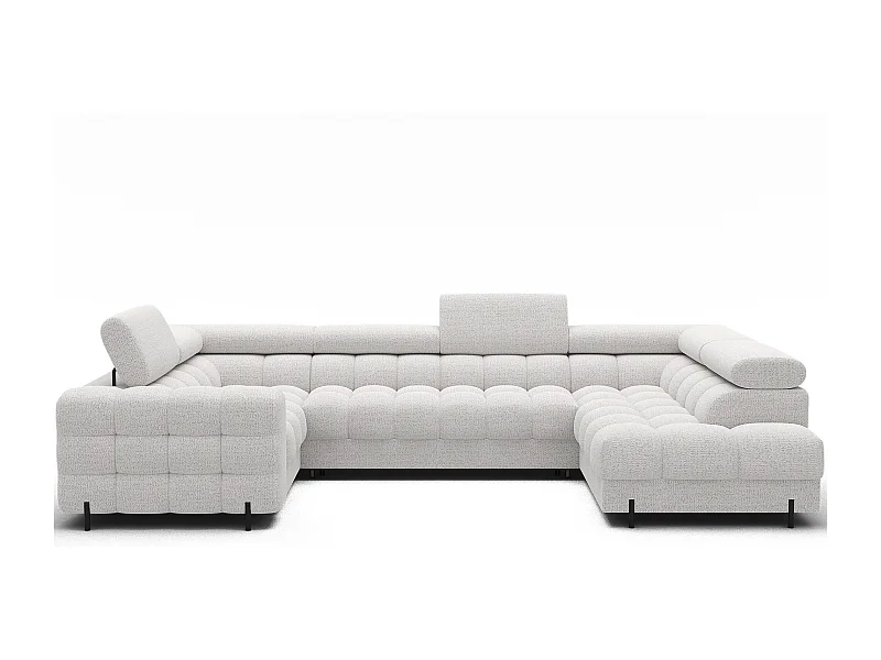 Grand canapé en U en tissu KARBON – Avec fonction lit et coffre-Blanc-Méridienne A droite