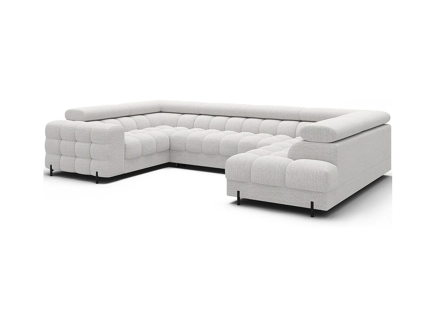 Grand canapé en U en tissu KARBON – Avec fonction lit et coffre-Blanc-Méridienne A droite